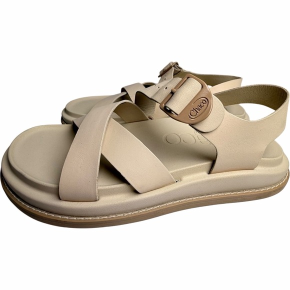 Chaco Townes Women's Leather Sandals Size 7 Beige Comfort Walking Travel - Picture 12 of 13